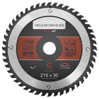 Circular Saw Blade Wood 48 T 216 x 30 x 2,6 / 1,6 mm