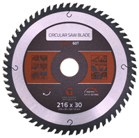 Circular Saw Blade Wood 60 T 216 x 30 x 2,6 / 1,6 mm